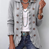 Eloísa | Chaqueta de Punto Gris Jaspeado con Volantes