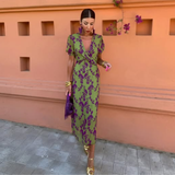 Ernestina™ | Vestido Largo con Estampado Floral en Verde