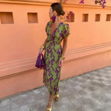 Ernestina™ | Vestido Largo con Estampado Floral en Verde