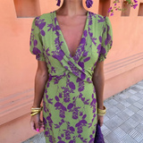Ernestina™ | Vestido Largo con Estampado Floral en Verde