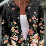 Nerea | Chaqueta de Punto Floral en Negro
