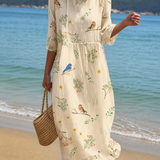 Vestido femenino casual con diseño de flores
