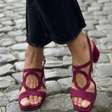 Caliope - Tacones de Punta Cuadrada y Corte Redondeado para el Verano