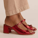 Sonsoles - Tacones Gruesos con Tira Trasera y Punta en Bloque para el Verano