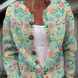 Cristina | Chaqueta de Punto Floral en Menta