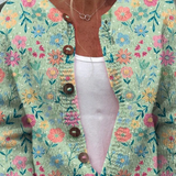 Cristina | Chaqueta de Punto Floral en Menta