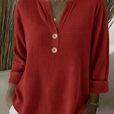 Lucía | Camiseta Henley Gofrada con Botones