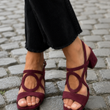 Caliope - Tacones de Punta Cuadrada y Corte Redondeado para el Verano